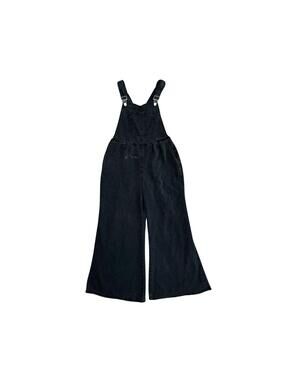 Black Wide Leg Overalls Womens Small Adjustable Strap Loose Fit Jumpsuit